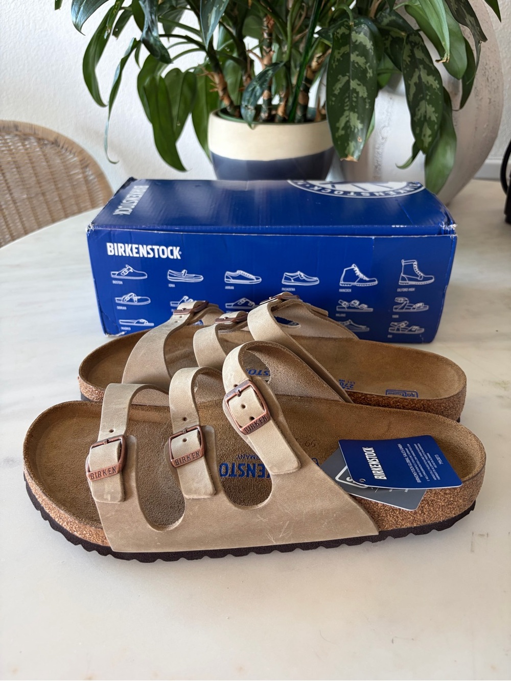 NWT Birkenstock Tobacco Triple-Strap Suede Sandals